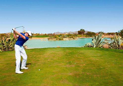 Golfer on the golf course of mojácar