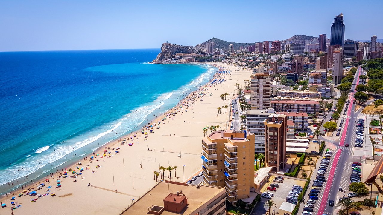 View of the Poniente Beach in Benidorm
