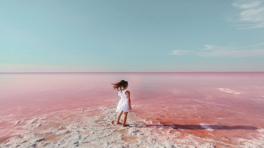 Walking in the Pink Lake