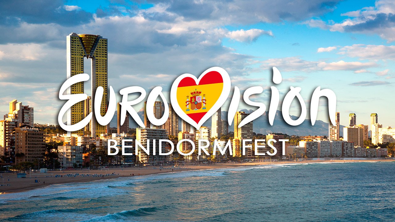 Poster with Benidorm in the background