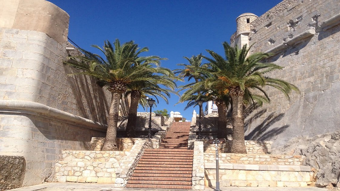 Staircaise with palm trees