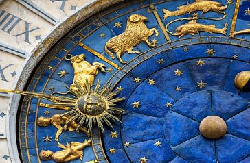 Signes du zodiaque sur une horloge